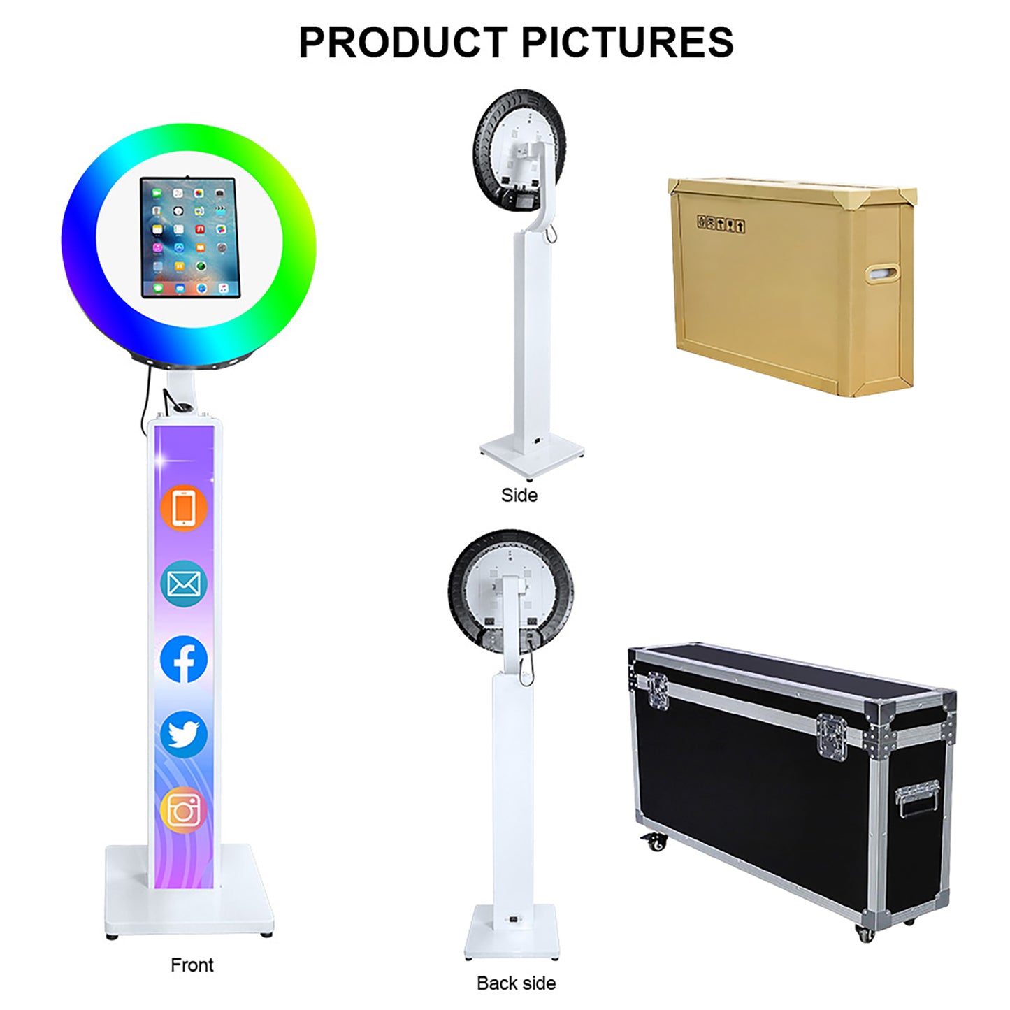 Portable Stand Selfie PhotoBooth Machine Metal Shell iPad Photo Booth With Ring Light for iPad 10.2'' 10.9'' 11'' 12.9''