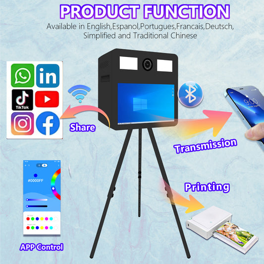 Camera Mirror Photo Booth 21.5 Inch Touch Screen Selfie Portable Photobooth Machine DSLR Booth for Wedding Party Business Events