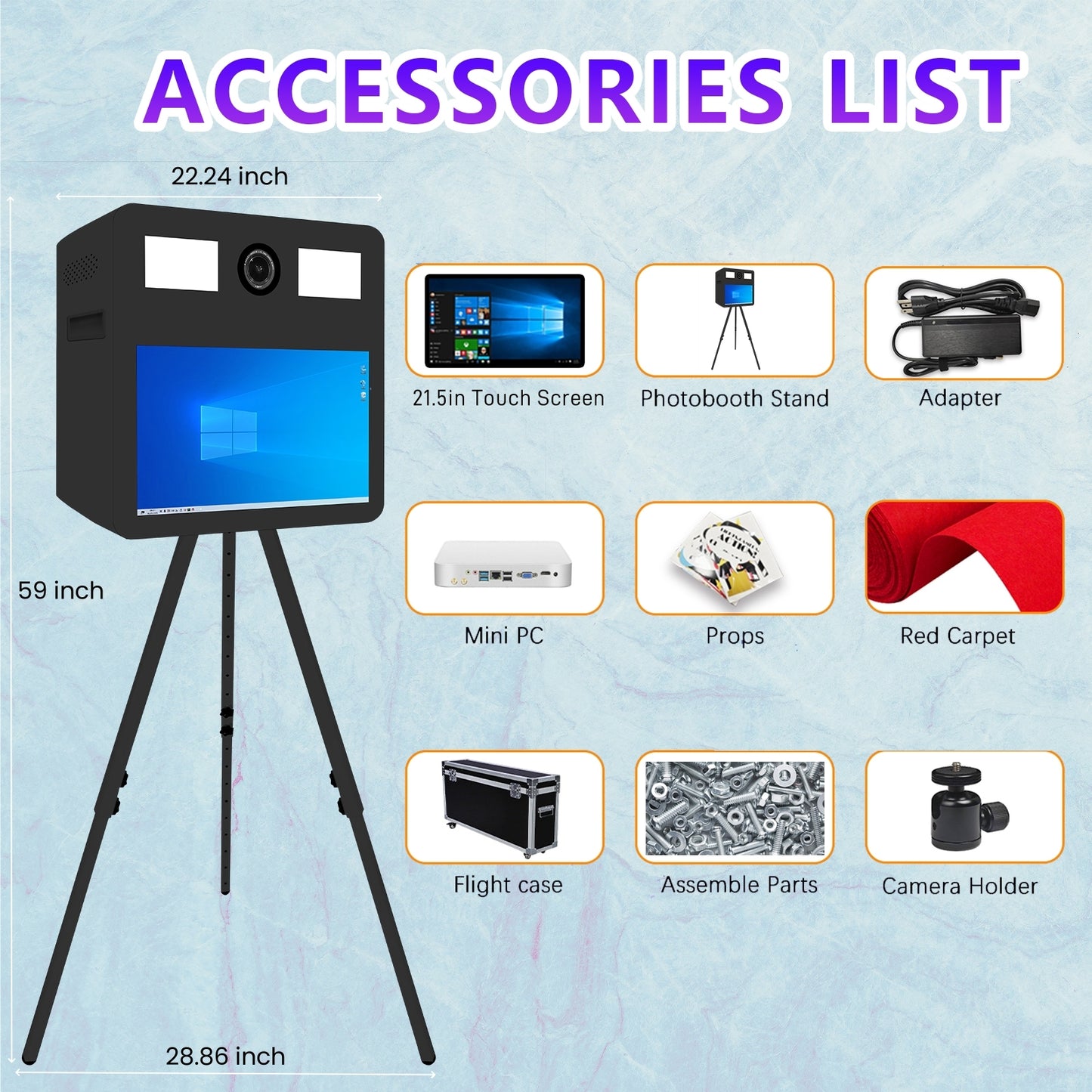 Camera Mirror Photo Booth 21.5 Inch Touch Screen Selfie Portable Photobooth Machine DSLR Booth for Wedding Party Business Events