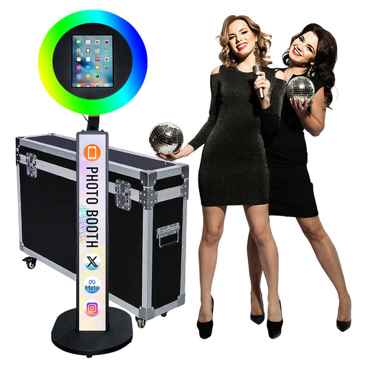 iPad Photo Booth Selfie Machine Shell Adjustable Stand Photobooth With LED Ring Light Customized LOGO For Wedding Partys Events