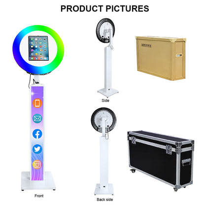 Portable Stand Selfie PhotoBooth Machine Metal Shell iPad Photo Booth With Ring Light for iPad 10.2'' 10.9'' 11'' 12.9''