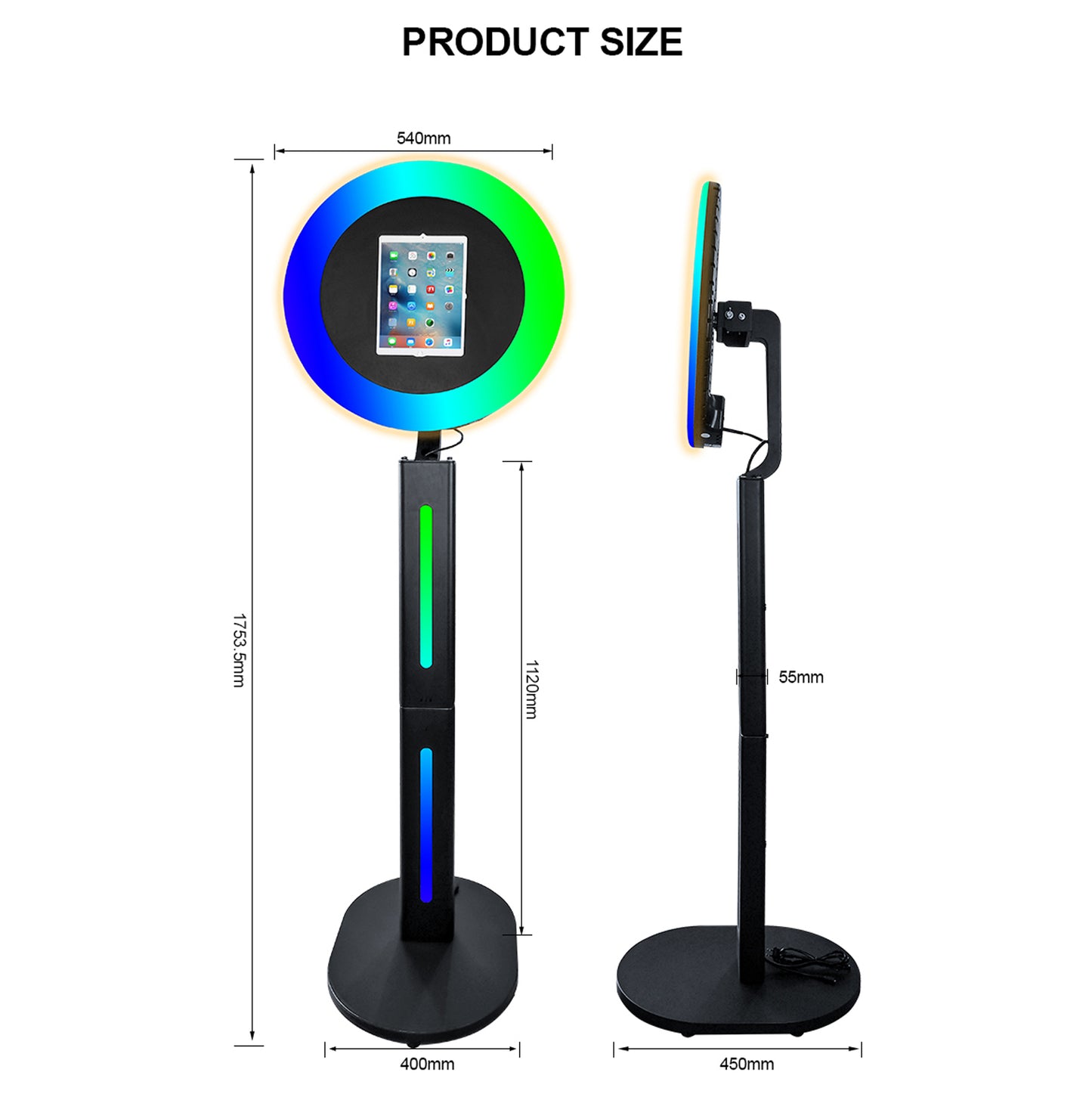 New Portable iPad Photo Booth Machine With RGB Led Light for 10.2/11/12.9 inch iPad Selfie Photobooth Machine for Party Wedding