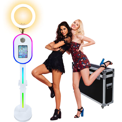 Portable Photo Booth Compatible with iPad Shell Stand Selfie Station Photobooth Machine with Adjustable RGB Light for Events Rental Wedding,Customized Logo
