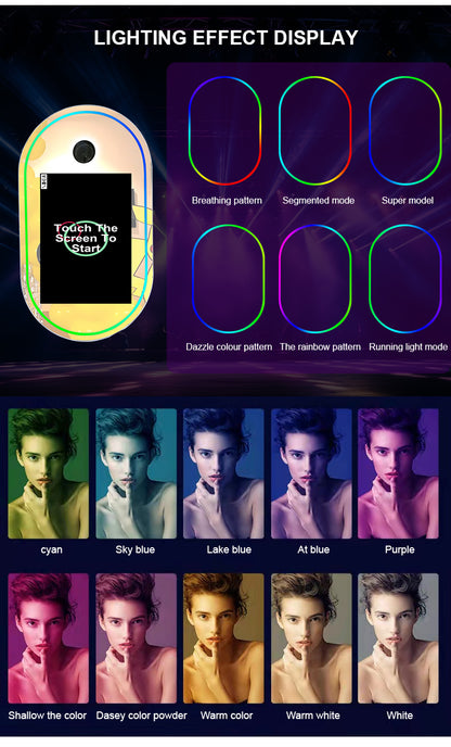 Magic Mirror Photo Booth 15.6 Inch with RGB Light, DSLR Photobooth Machine Selfie Portable Touch Screen with Flight Case for Wedding Party Events