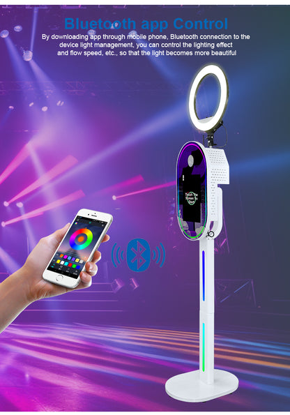 Magic Mirror Photo Booth 15.6 Inch with RGB Light, DSLR Photobooth Machine Selfie Portable Touch Screen with Flight Case for Wedding Party Events