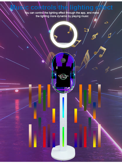 Magic Mirror Photo Booth 15.6 Inch with RGB Light, DSLR Photobooth Machine Selfie Portable Touch Screen with Flight Case for Wedding Party Events