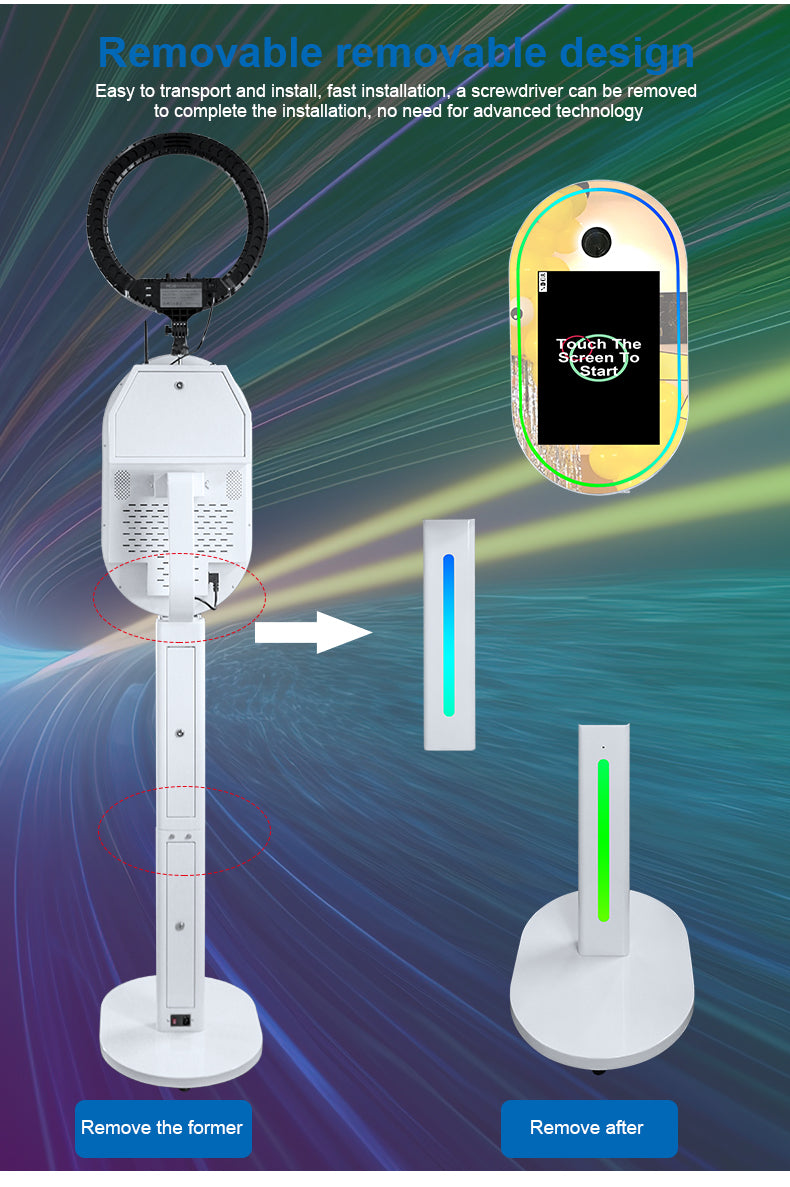 Magic Mirror Photo Booth 15.6 Inch with RGB Light, DSLR Photobooth Machine Selfie Portable Touch Screen with Flight Case for Wedding Party Events