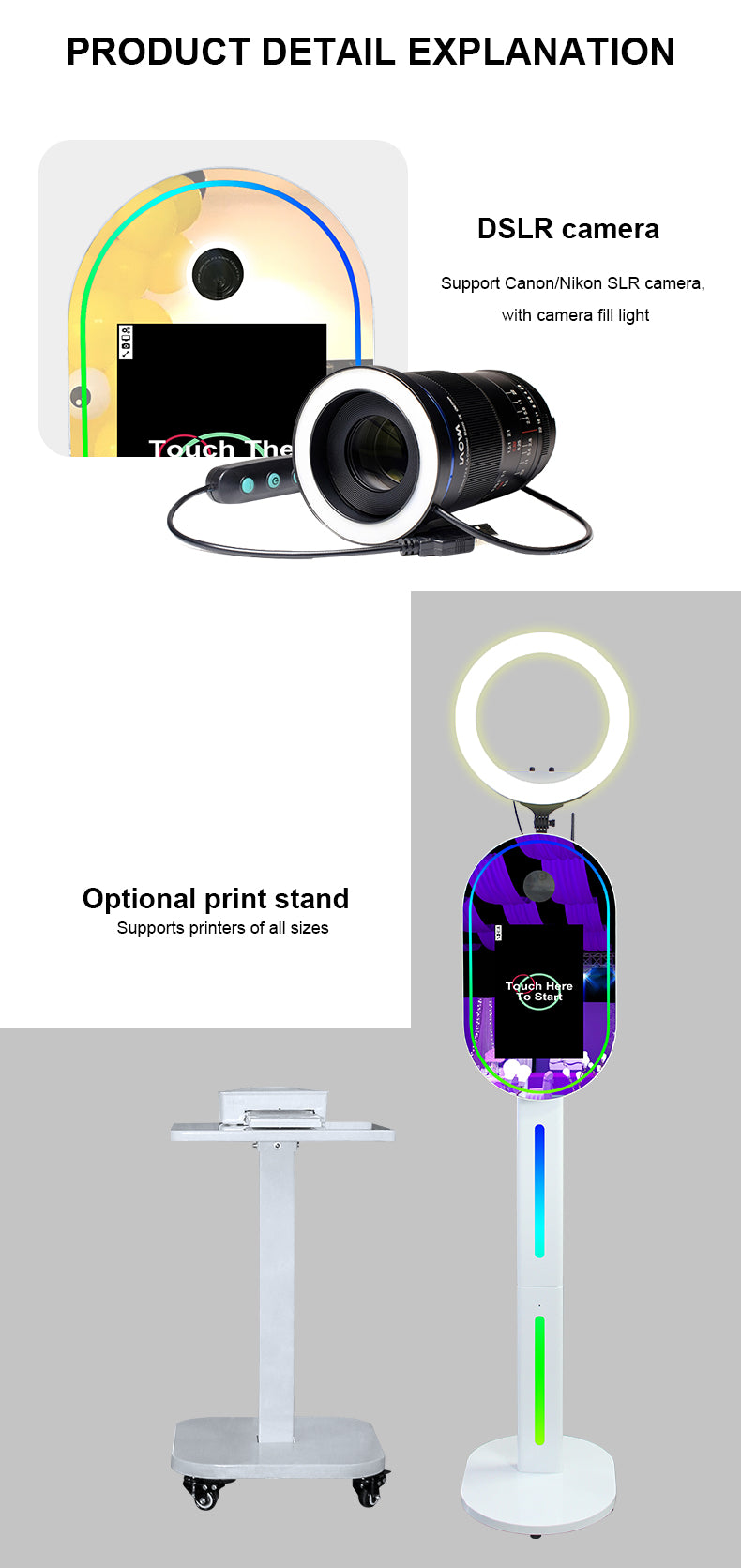 Magic Mirror Photo Booth 15.6 Inch with RGB Light, DSLR Photobooth Machine Selfie Portable Touch Screen with Flight Case for Wedding Party Events