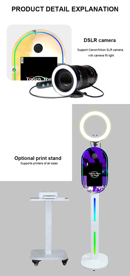 Magic Mirror Photo Booth 15.6 Inch with RGB Light, DSLR Photobooth Machine Selfie Portable Touch Screen with Flight Case for Wedding Party Events