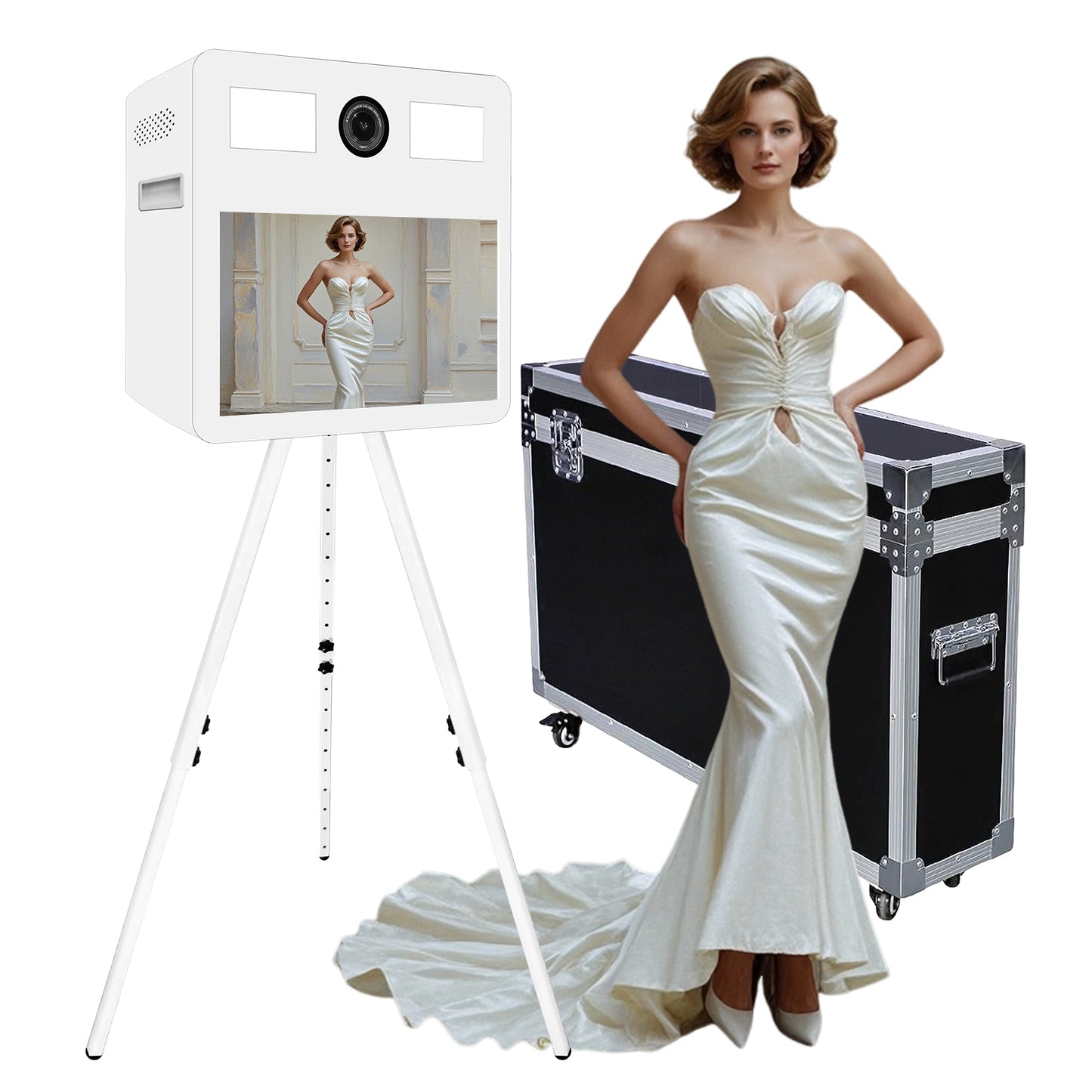 Camera Mirror Photo Booth 21.5 Inch Touch Screen Selfie Portable Photobooth Machine DSLR Booth for Wedding Party Business Events