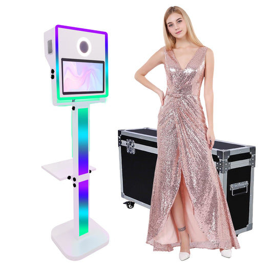 Portable Photo Booth with Printer Mirror Photo Booth 15.6 inch Touch Screen Selfie Photobooth Machine for Events Wedding Party Rental Christmas Flight Case