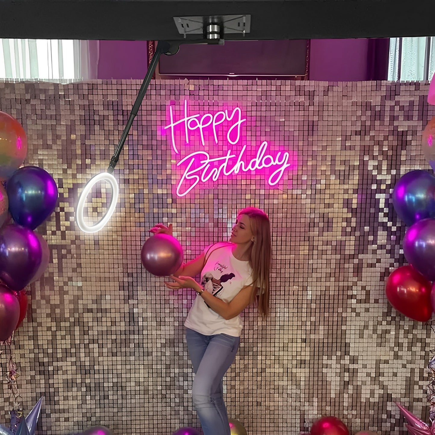 Overhead 360 Photo Booth Automatic Spin Camera Photo Booth Selfie Platform Spinner with LED Light Rotating Video Booth Machine for Partys Wedding