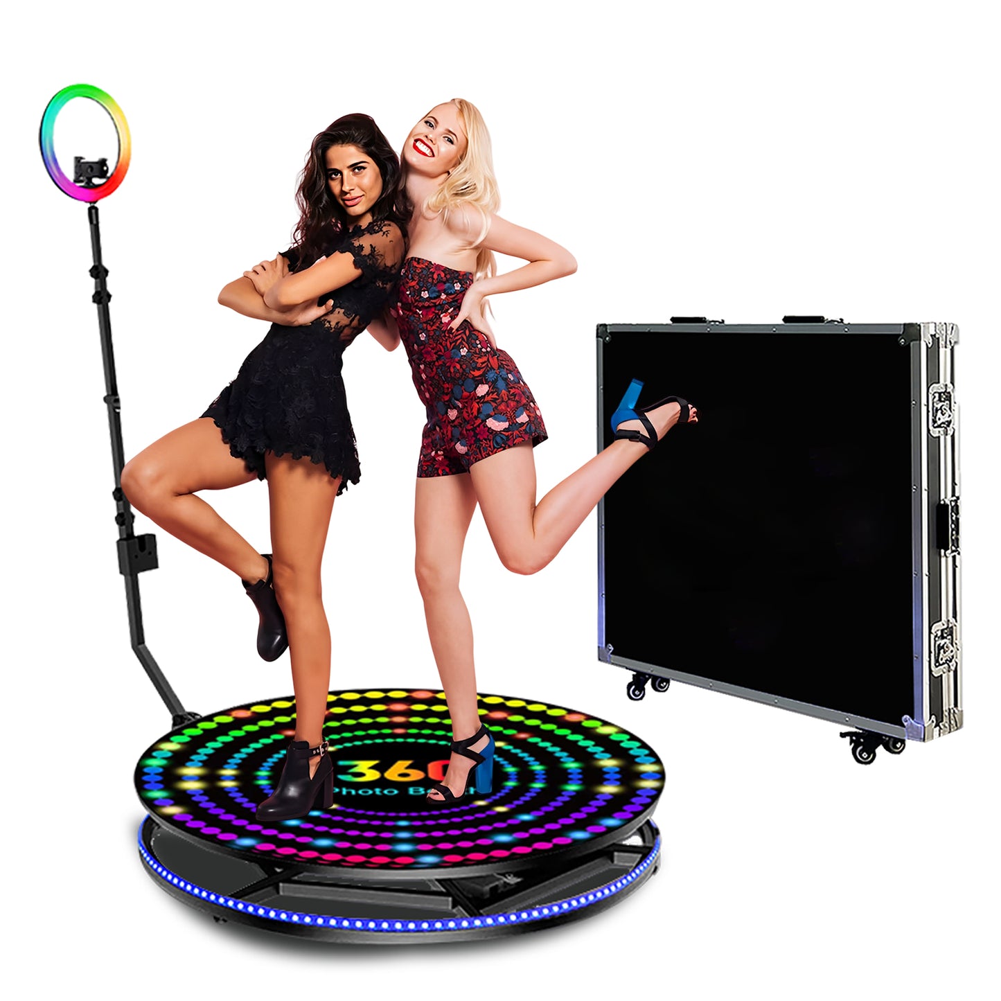 360 Metal Platform Photo Booth Machine Automatic Spin Slow Motion Video Booth Camera Booth for Weddings Parties Events