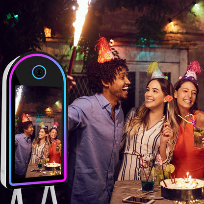 Selfie Photobooth with 32 Inch Mirror Touch Screen Photo Booth Magic Mirror Booth Machine for Weddings Parties Events