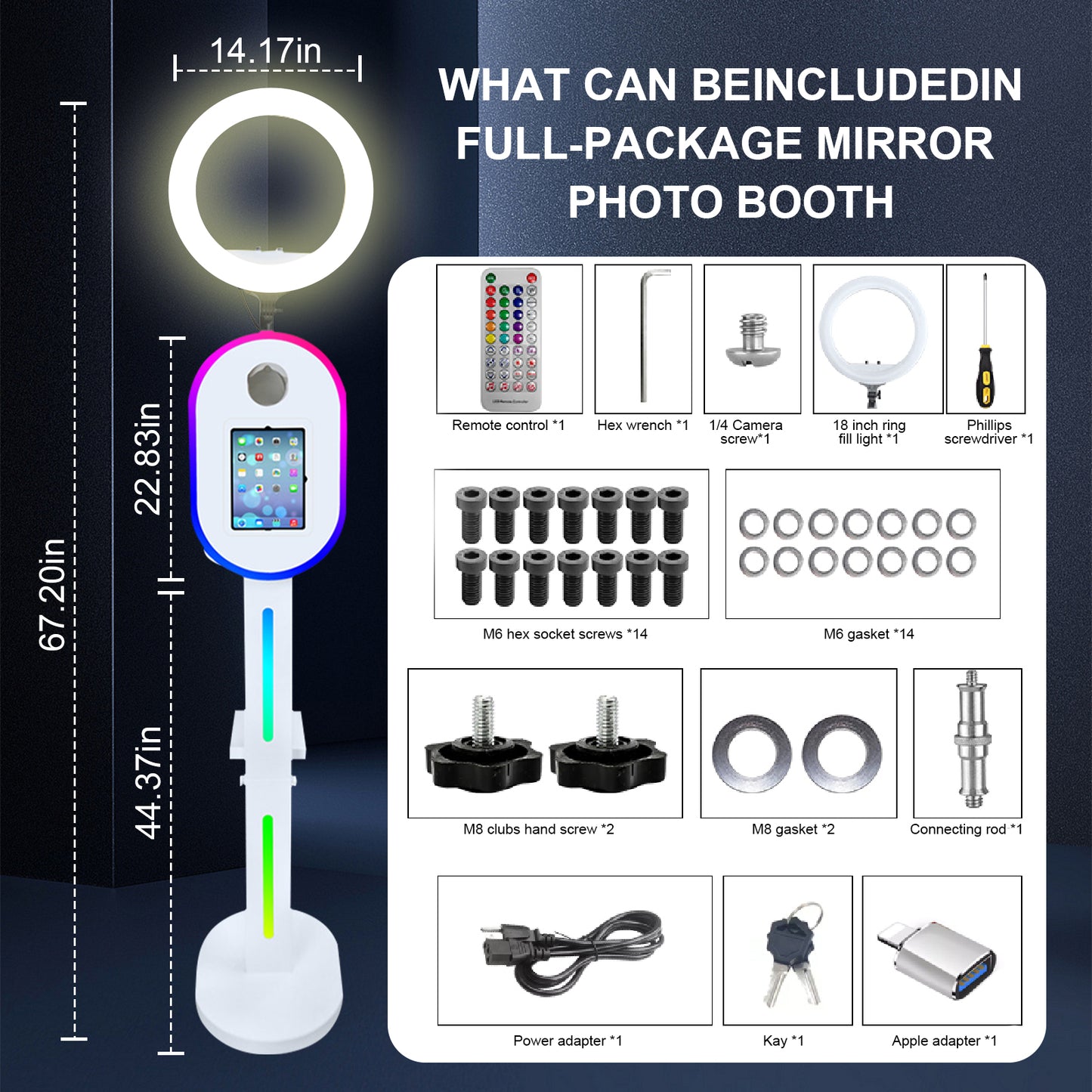 Portable Photo Booth Compatible with iPad Shell Stand Selfie Station Photobooth Machine with Adjustable RGB Light for Events Rental Wedding,Customized Logo