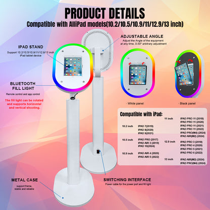 Adjustable Stand Selfie Photobooth Machine Shell iPad Photo Booth With LED Ring Light For Wedding Partys Events
