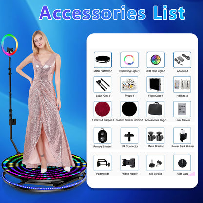 360 Metal Platform Photo Booth Machine Automatic Spin Slow Motion Video Booth Camera Booth for Weddings Parties Events