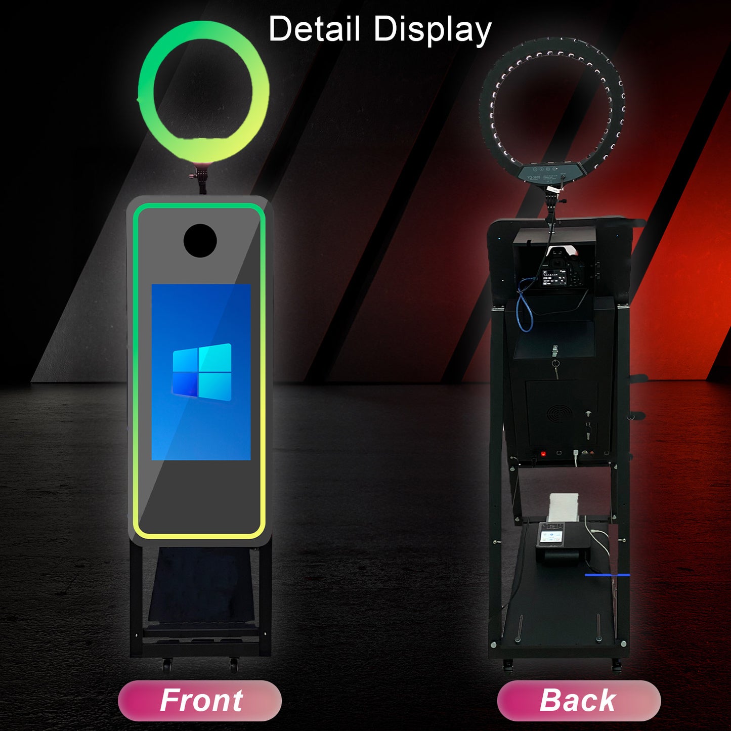 Portable 40" Magic Mirror Photo Booth with 21.5" Touch Screen Selfie Photobooth Machine with Flight Case for Wedding Party