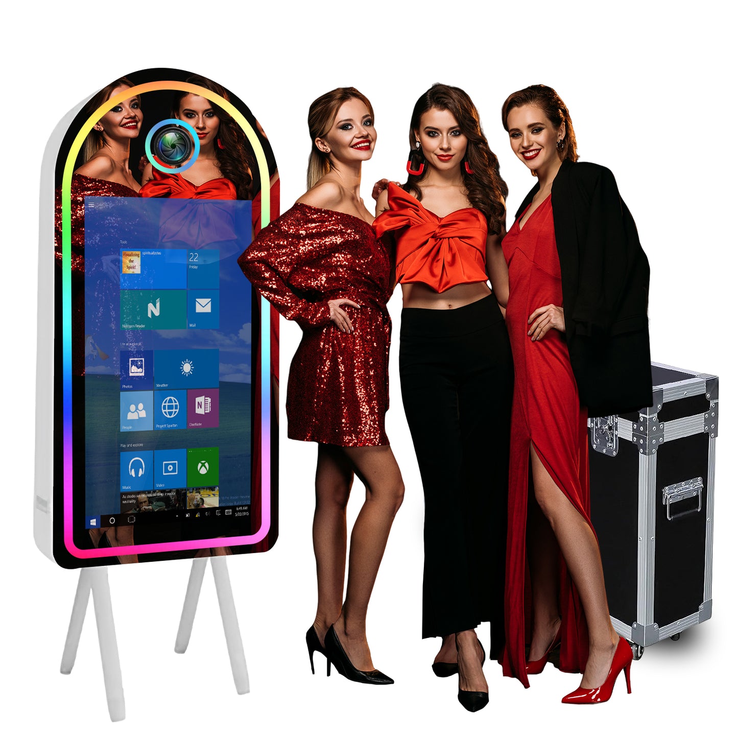 Selfie Photobooth with 32 Inch Mirror Touch Screen Photo Booth Magic Mirror Booth Machine for Weddings Parties Events