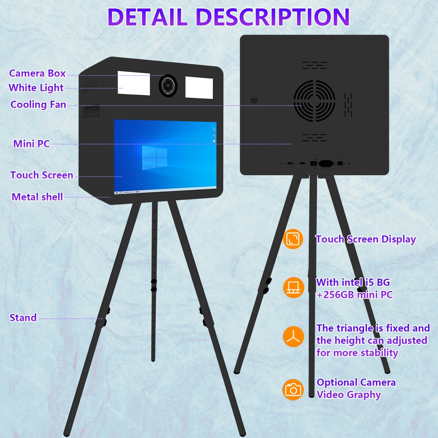 Camera Mirror Photo Booth 21.5 Inch Touch Screen Selfie Portable Photobooth Machine DSLR Booth for Wedding Party Business Events