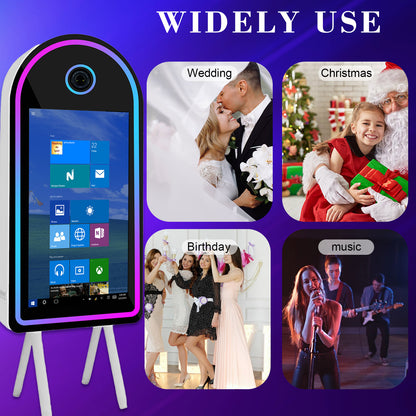 Selfie Photobooth with 32 Inch Mirror Touch Screen Photo Booth Magic Mirror Booth Machine for Weddings Parties Events