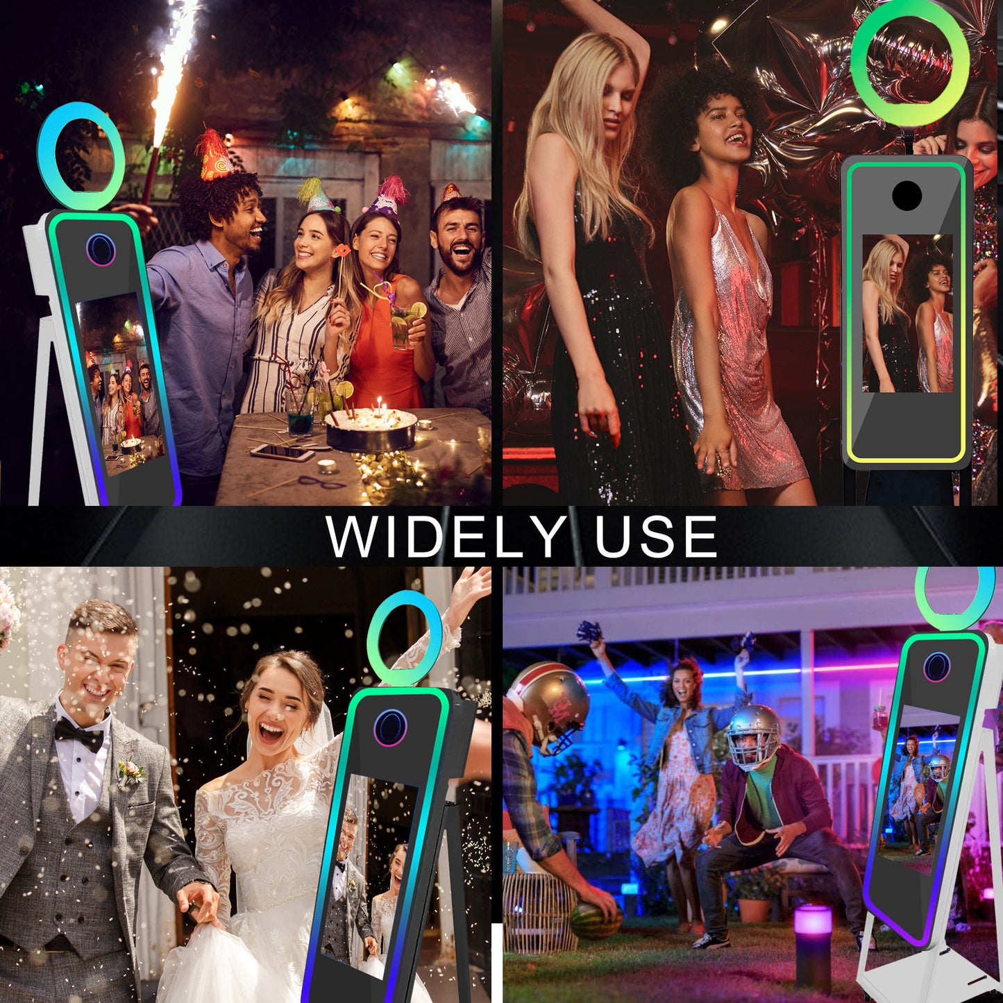 Portable 40" Magic Mirror Photo Booth with 21.5" Touch Screen Selfie Photobooth Machine with Flight Case for Wedding Party