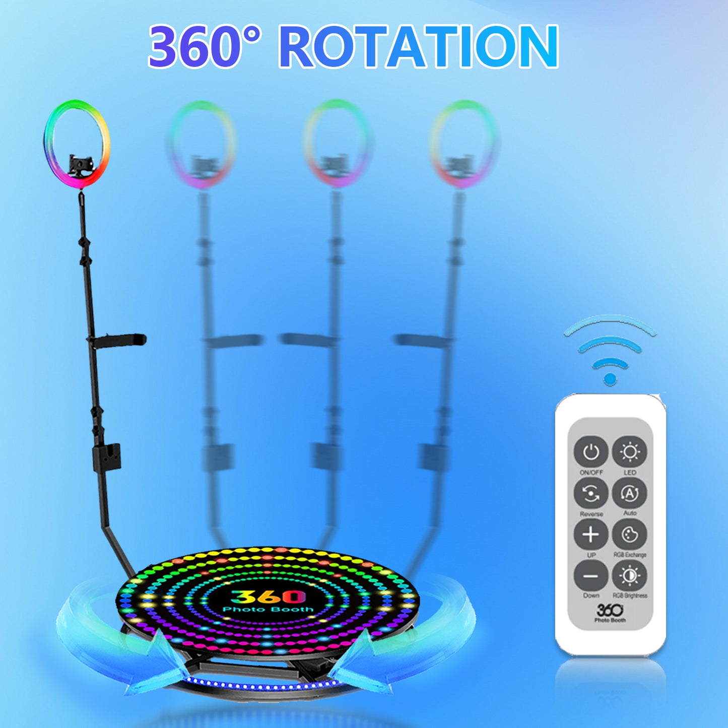 360 Metal Platform Photo Booth Machine Automatic Spin Slow Motion Video Booth Camera Booth for Weddings Parties Events