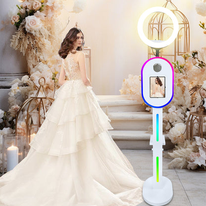 Portable Photo Booth Compatible with iPad Shell Stand Selfie Station Photobooth Machine with Adjustable RGB Light for Events Rental Wedding,Customized Logo