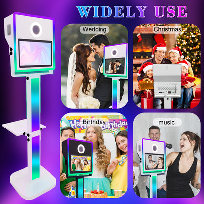 Portable Photo Booth with Printer Mirror Photo Booth 15.6 inch Touch Screen Selfie Photobooth Machine for Events Wedding Party Rental Christmas Flight Case