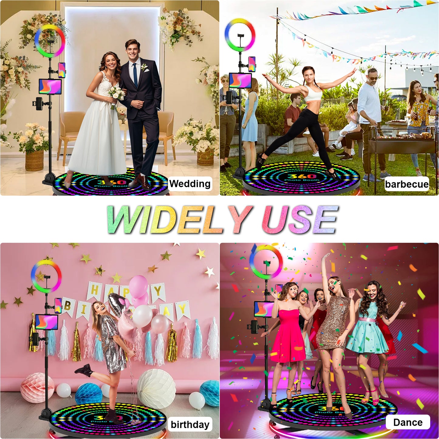 360 Photo Booth Machine for Parties with Flight Case,Logo Customization,Software APP Remote Automatic 360 Spin Camera Video Booth for 3-5 People (31.5"+Flight Case)