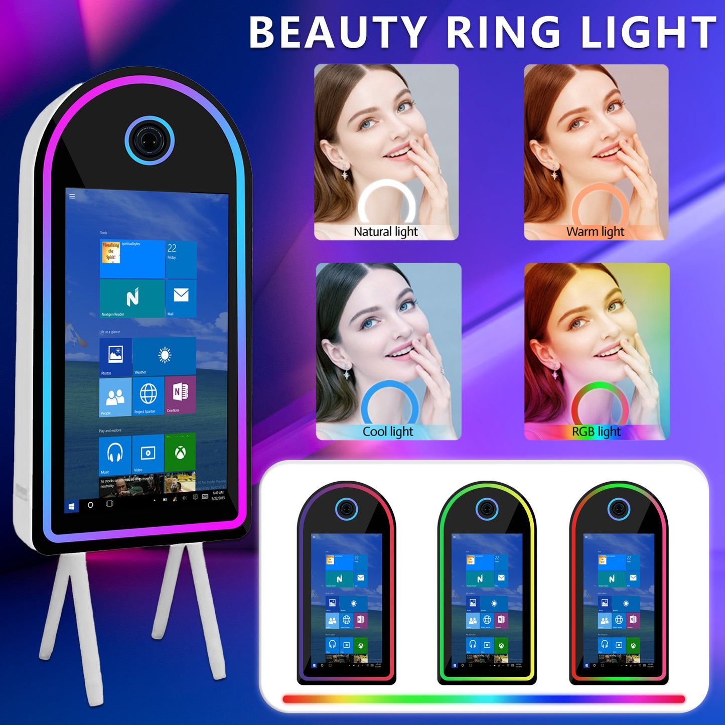 Selfie Photobooth with 32 Inch Mirror Touch Screen Photo Booth Magic Mirror Booth Machine for Weddings Parties Events