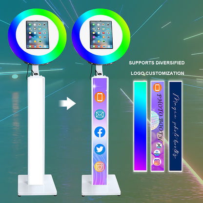 Portable Stand Selfie PhotoBooth Machine Metal Shell iPad Photo Booth With Ring Light for iPad 10.2'' 10.9'' 11'' 12.9''