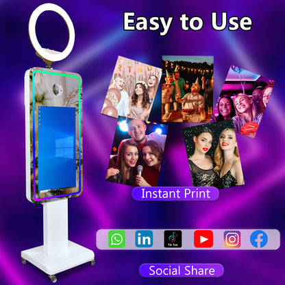 Portable Mirror Photo Booth Camera Magic Mirror Selfie Photobooth Machine with 21.5 inch Touch Screen for Wedding Patry Rental