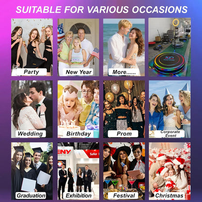 360 Photo Booth Backdrop for Party Event LED Lights Vogue Booth 360 Degree Video Camera Booth Enclosure Free Customize Logo for Events Weddings Parties