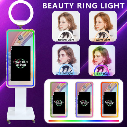 Portable Mirror Photo Booth Camera Magic Mirror Selfie Photobooth Machine with 21.5 inch Touch Screen for Wedding Patry Rental