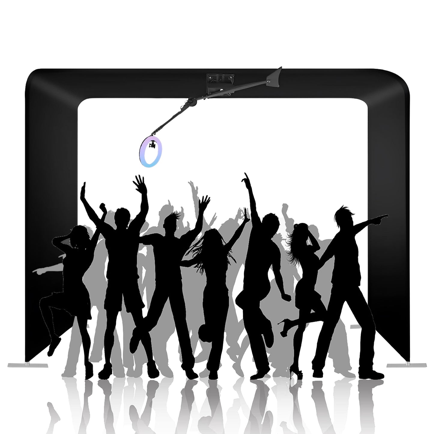 Overhead 360 Photo Booth Automatic Spin Camera Photo Booth Selfie Platform Spinner with LED Light Rotating Video Booth Machine for Partys Wedding