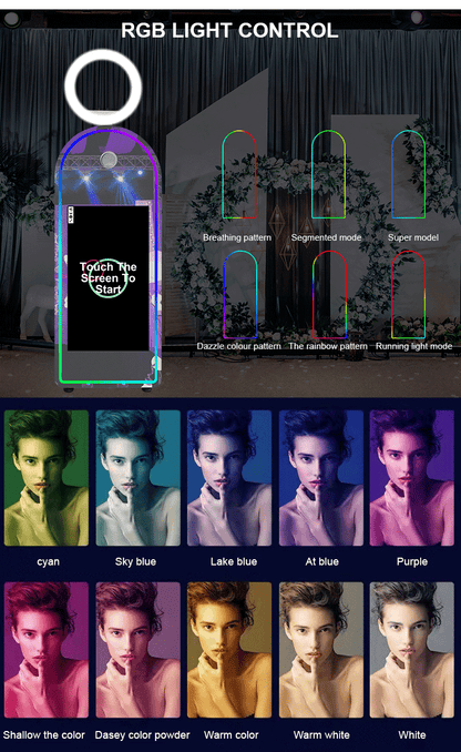 Portable Mirror Photo Booth Selfie Machine 32in Touch Screen Built-in Mini PC 65 inch Magic Mirror Photo Booth for Partys Events