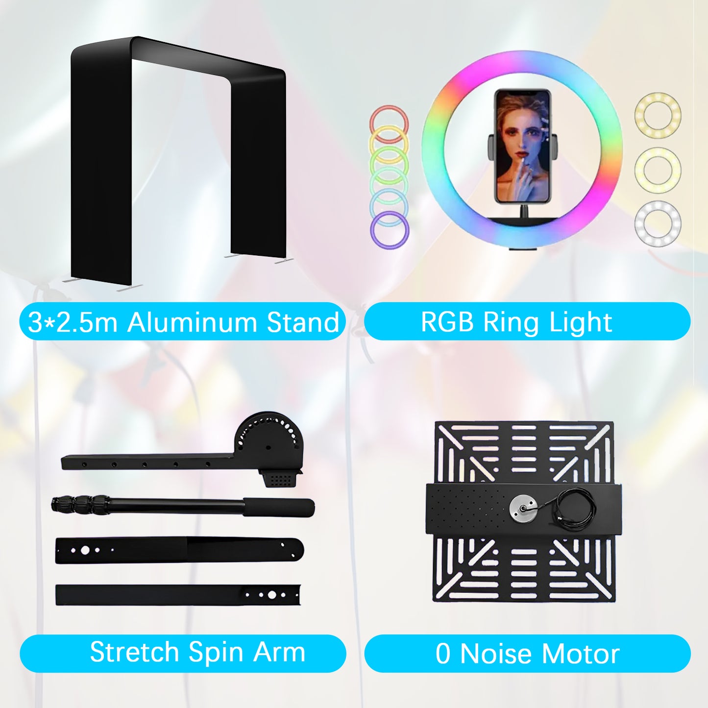 Portable photo booth 360 selfie overhead 360 photo booth automatic with ring light,Free Logo,for parties wedding event