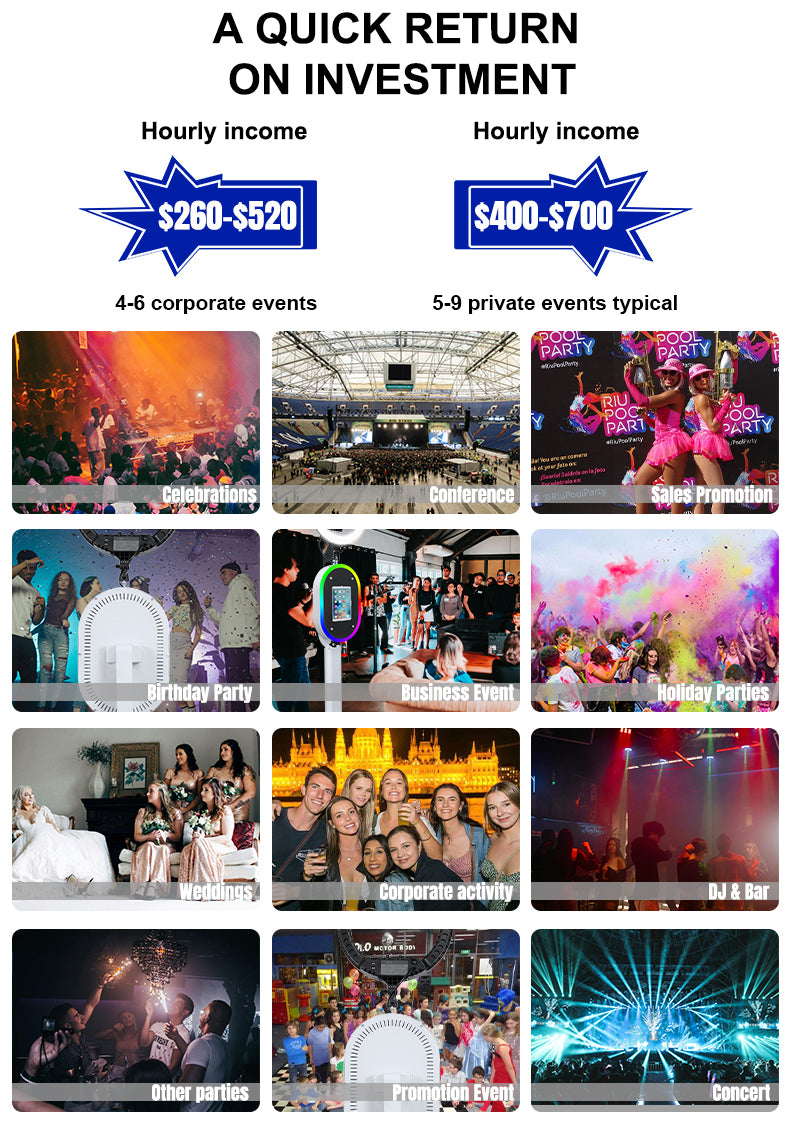 Adjustable Stand Selfie Photobooth Machine Shell iPad Photo Booth With LED Ring Light For Wedding Partys Events